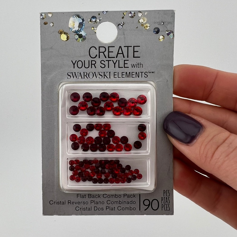 Swarovski Flat Back Rhinestone Combo Siam Light Siam Red 90pc